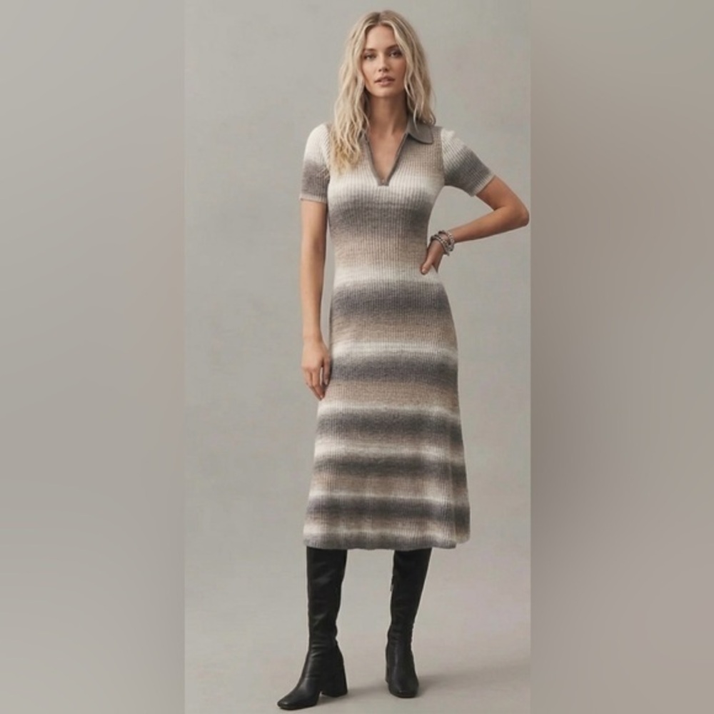 Anthropologie En Saison Ora Short Sleeve Polo Midi Dress‎
